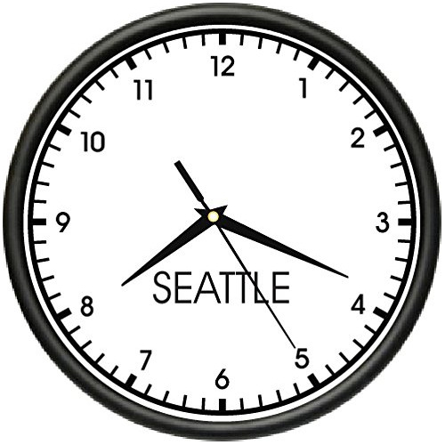 Tiempo De Seattle Reloj De Pared Mundo Tiempo Zona Reloj 