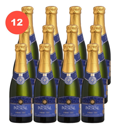 Kit 12 Un Mini Espumante Monte Paschoal Demi Sec 187mlMonte Paschoal 187 ml pacote x 12 u