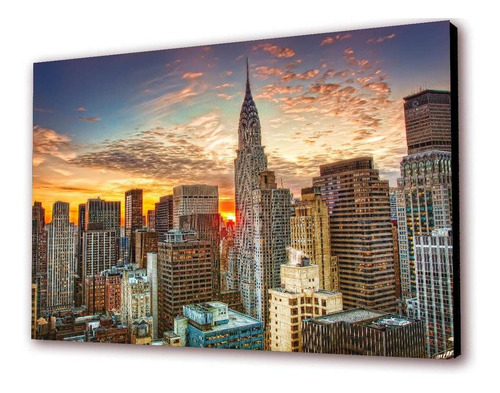 Cuadro 50x30cms Decorativo New York At Sunset+envío Gratis