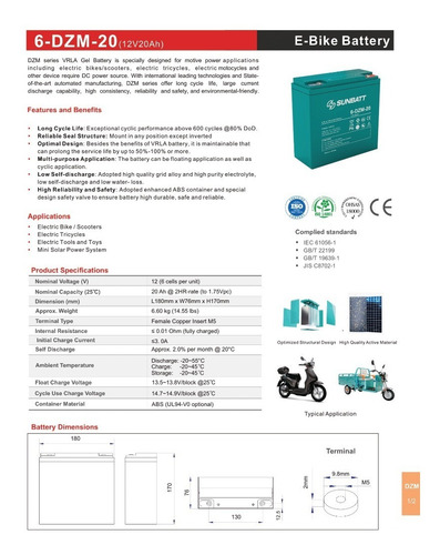Imagen 2 de 3 de Bateria Bicicleta Electrica 20ah 12v Moto Electrica Silla