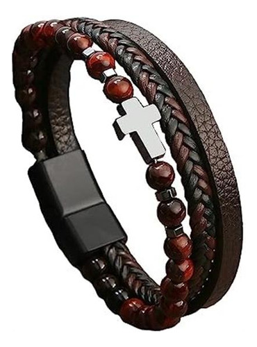 Pulseras De Cuero Para Hombre De Jewbelet Con Brazalete De