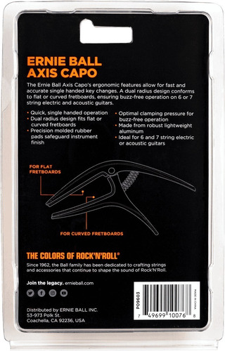 Imagem 2 de 6 de Capotraste Braçadeira Violão Guitarra Axis Capo Ernie Ball