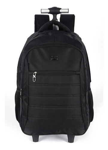 Mochila Executiva Carrinho Laptop Notebook Viagem Polo King Cor Preto Desenho Do Tecido Liso