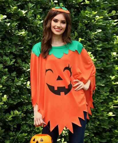 Cosplay Disfraz De Poncho Calabaza Halloween Mujer Disfraz