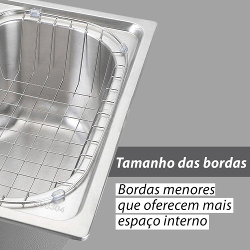 Cuba Inox Escovado Quadrada 42x60 Prime Cb002 Aço 304 4mm.