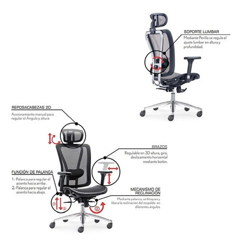Imagen 9 de 10 de Silla Giratoria Ergonómica Para Oficina Londres_decoficina