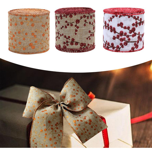B 3 Cintas Navideñas Para Manualidades Para Hacer Flores,