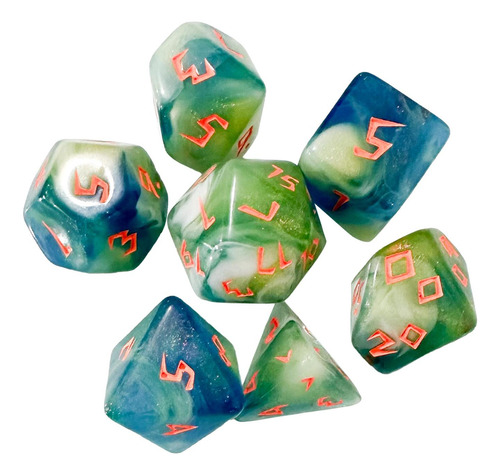 3 X 7 Dados Poliédricos Acrílicos Para Fiesta, Estilo D
