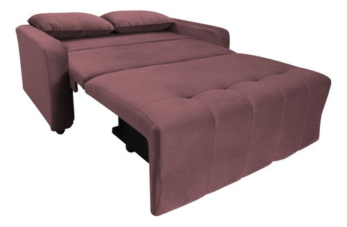 Sofá Cama Para Sala De Estar Amora New Veludo Matrix Cor Rose