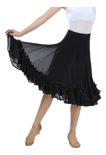 Falda De Baile Mujer De Malla Floral Volante Para Flamenco