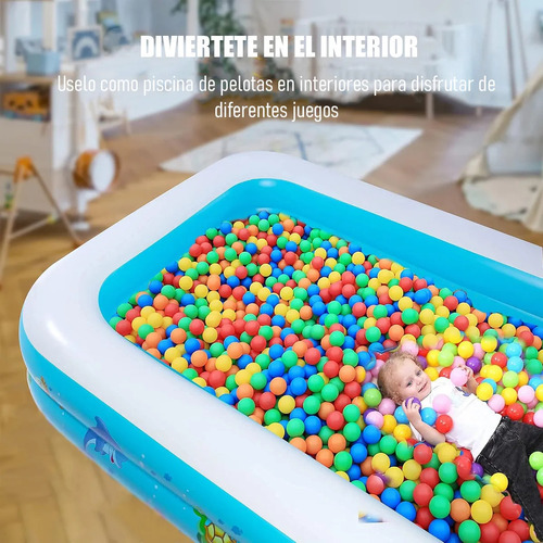 Piscina Inflable Bebe Piscina Inflable Niños Rectangular Piscina Para Niños Plastico 120x90x30cm Libre Bpa Piscinas Inflables Rectangulares Acolchadas Pvc Color Azul Okshop