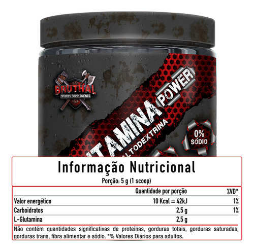 L-glutamina Power Glutamine 300g Bruthal Sports Sabor Sem sabor