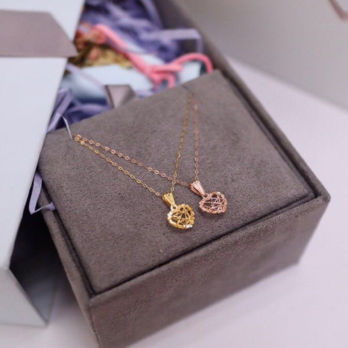 Imagen 3 de 7 de Cadena De Eslabones Oro 18k Colgante Corazón Enredado 18k