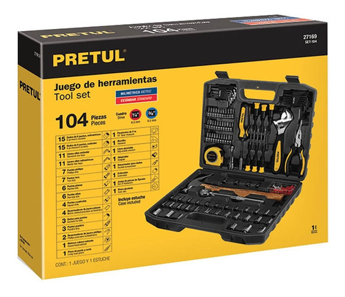 Imagen 4 de 4 de Kit De Herramientas Para Mecánico De 104 Piezas Con Estuche