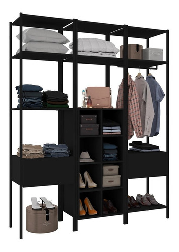 Guarda Roupa Closet Modulado 3 Peças Estilo Industrial Oxfor