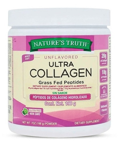 Peptídeos de colágeno hidrolisado - Natures Truth 198g de sabor sem sabor