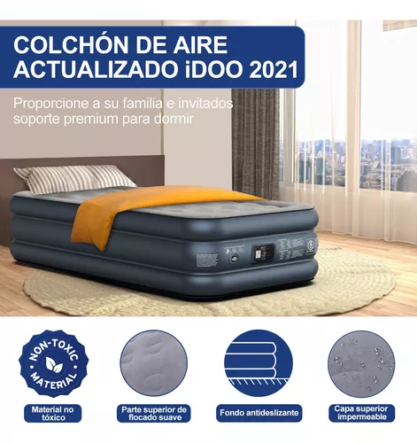 Colchón de aire, colchón inflable individual de lujo, doble inflado,  colchón de aire individual con bomba eléctrica integrada, cama de invitados