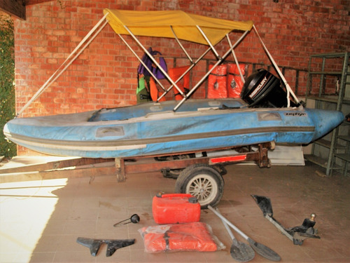 Bote Inflável Com Motor 25hp, Capota, Carreta E Assessórios