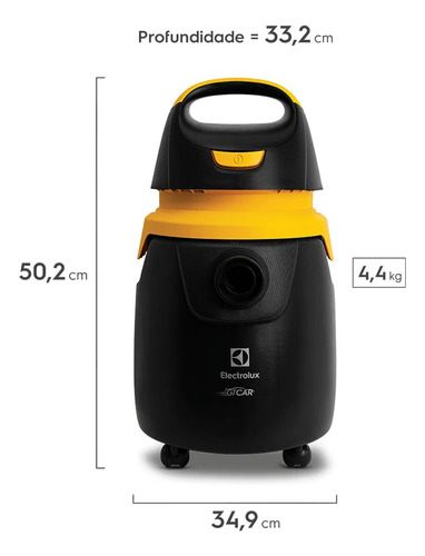 Aspirador Tambor Electrolux 20l Profissional 1300w Gtcar Cor Preto/Amarelo 127V