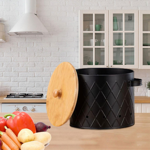 Contenedor De Almacenamiento De Alimentos, Lata Negro Grande
