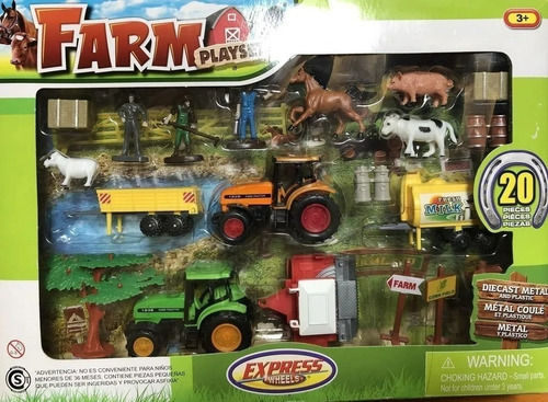 Set De Granja Farm Playset 20 Piezas Tractor