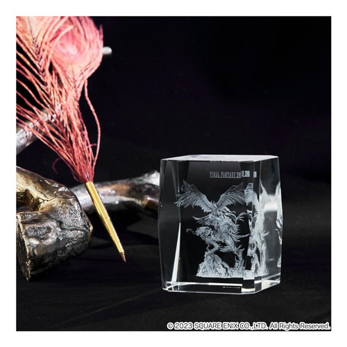 Final Fantasy Xvi 16 3d Crystal Glass Phoenix & Ifrit Laser