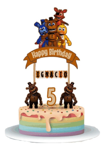 Cake Topper Five Nights Adorno Para Tortas Personalizado 