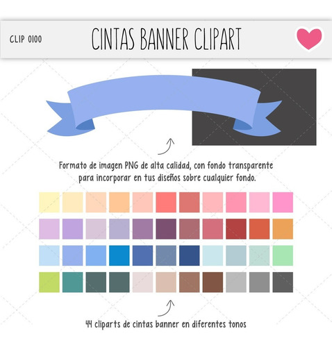 Kit De Imágenes Cintas Banner Clipart Formato Png - C0100