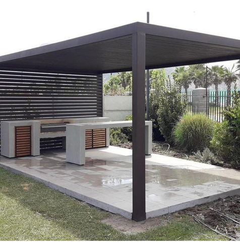 Quincho Modular Estructura Hierro Y Madera 3x3