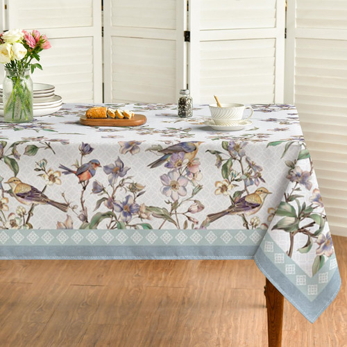 Mantel Lavable Con Diseño Floral De Pájaro Para Mesa De Come