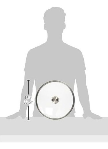 Tapa De Cristal 30 Cm Con Perilla De Acero Inoxidable