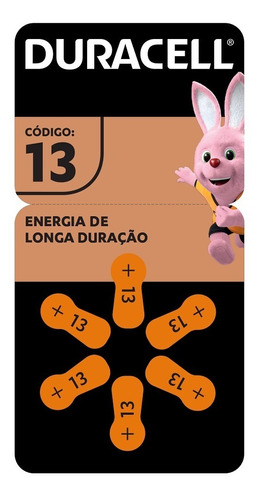 Pilha Auditiva 13 Duracell Bateria Pr48 6 Unidades