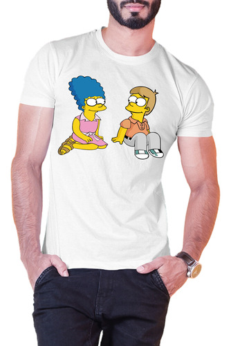 Playera Los Simpson Homero Y Marge Pareja Serie Animada B/n