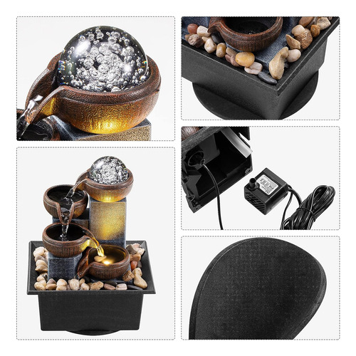 Fuente Cascada 4 Niveles Interior Hogar Relax Rocas Led Bola