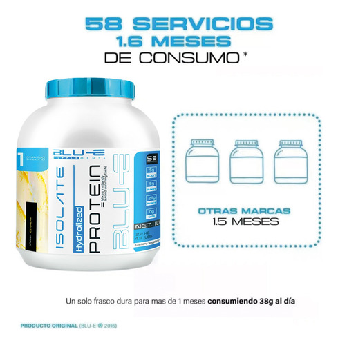 Proteína Whey Hidrolizada Isolate Blu-e 2.2kg Varios Sabores Vainilla
