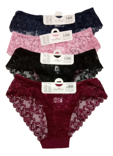 4 Ud Calzón Para Mujer De Encaje Bikini Encaje De Mujer