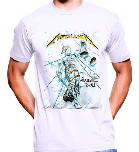 Camiseta Premium Dtg Rock Estampada Metallica And Justice