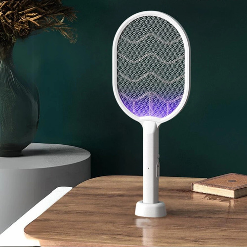 Raqueta Paleta Mata Mosquitos Moscas Recargable Usb Color Blanco