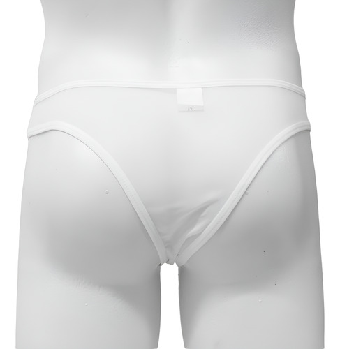Bikini Cachetero Hombre Blanco Translucido
