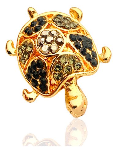 Anillo Tortuga Unitalla Dorado Rhinestone Movimiento Mod C