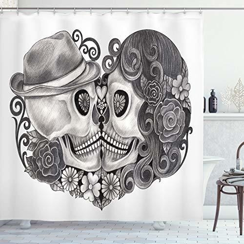 Cortina De Baño Gótica Con Calavera Mexicana.