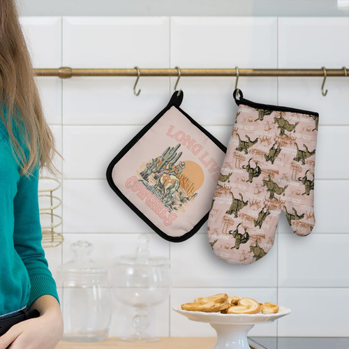 Juego De Manoplas De Horno Y Soportes Para Ollas Vaqueras