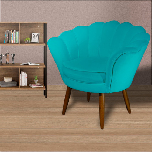 Poltrona Decorativa Petala Para Sala/quarto/escritorio Cor Azul-turquesa