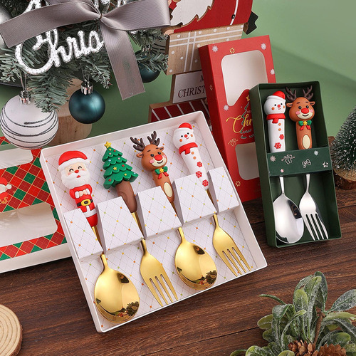 Juego De Cucharas Y Tenedores Navideños, 6 Piezas