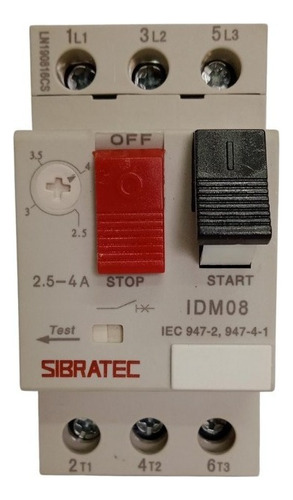 Disjuntor Motor Sibratec Idm08 Tripolar 2,5 A 4,0 Amperes