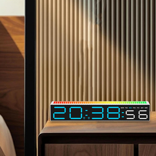Reloj Digital, Reloj Electrónico De Música Led, Luz Azul