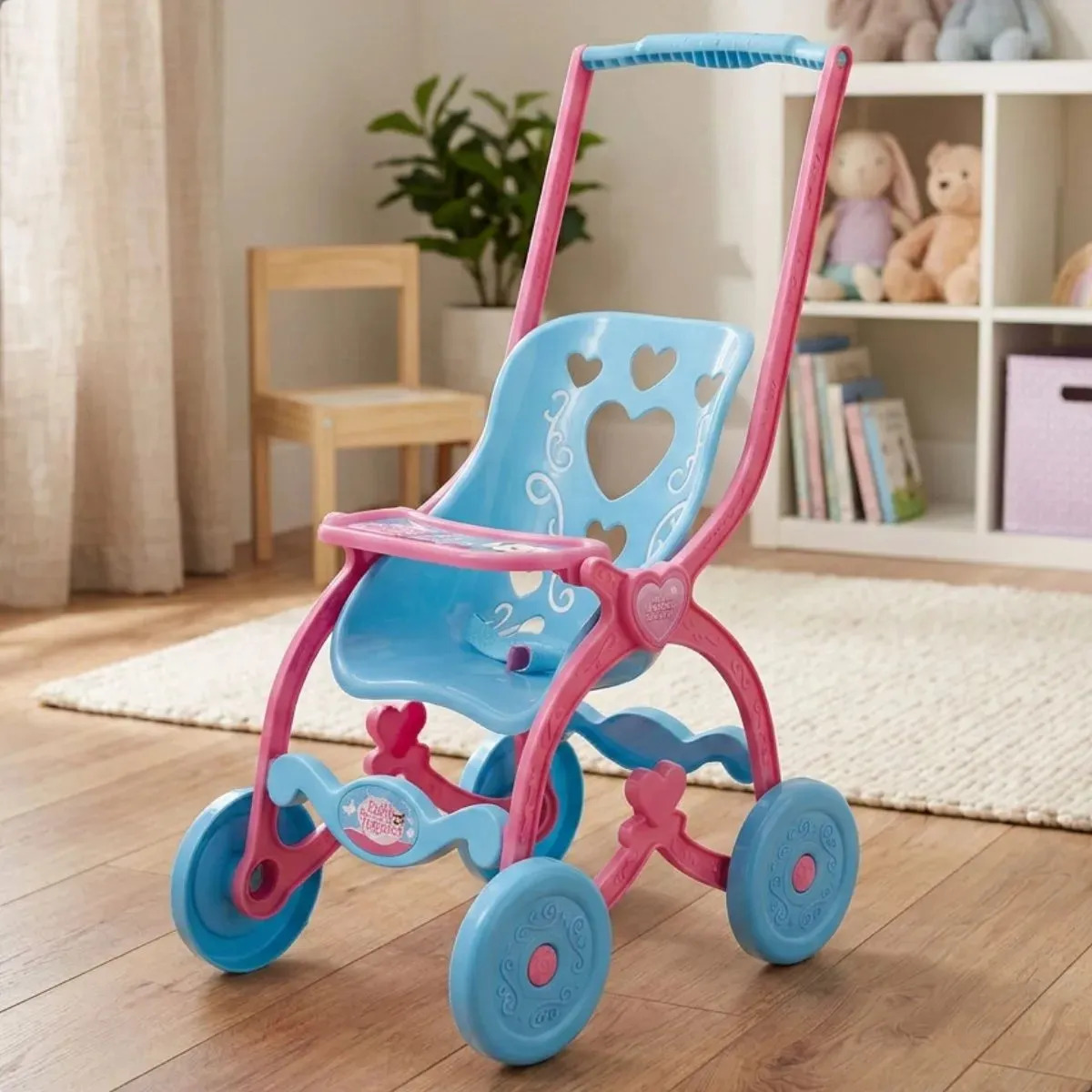 Carrinho de Boneca Baby Car Princesas Florzinha Brinquemix Cor Azul/Rosa