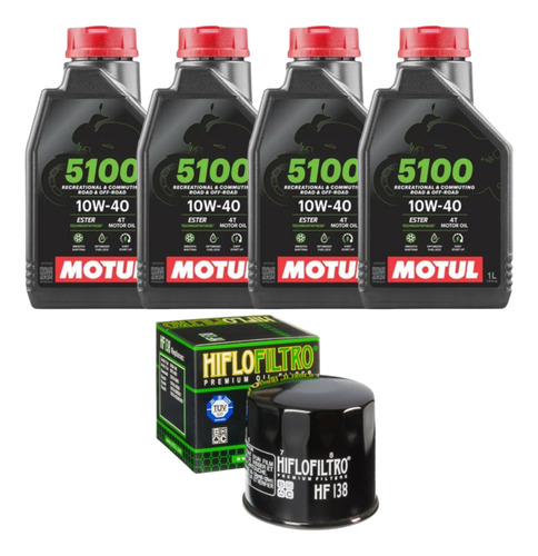 Kit Troca Óleo Boulevard 1500 Motul 5100 10w40 4l + Hf138