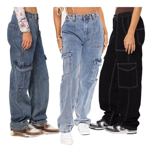 Women's Loose Jeans With Multiple Pockets