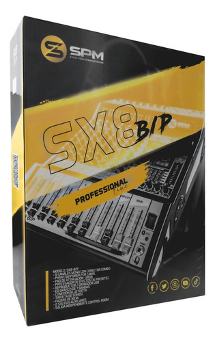 Melo Spm Sx8-bp Mezcladora Analoga 8 Canales Con Bluetooth